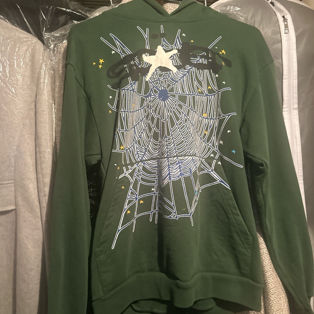 Green Spider Web Graphic Hoodie